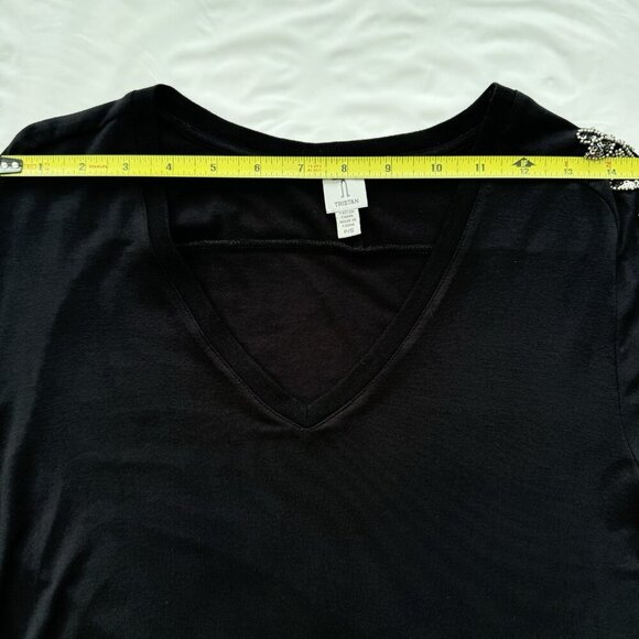 Tristan Black Beaded Long-sleeve Tee Size Small - Picture 8 of 15